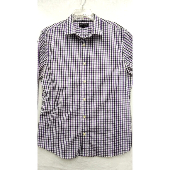 Banana‎ Republic Shirt Men's Size XL Long Sleeve Slim Fit Button Up Purple Plaid - Picture 2 of 10